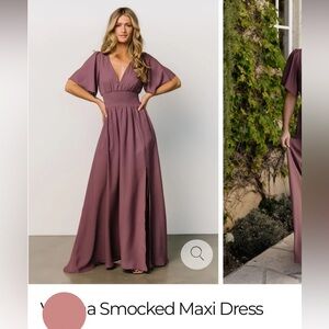 Baltic Born Verona Smocked Maxi Dress Size M brand new condition vintage plum